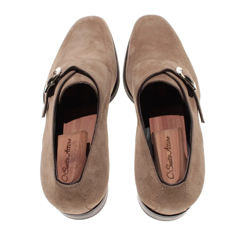 Di Bianco NWD Single Monk Strap Dress Shoes Size 42.5 (US 9.5) in Brown Suede